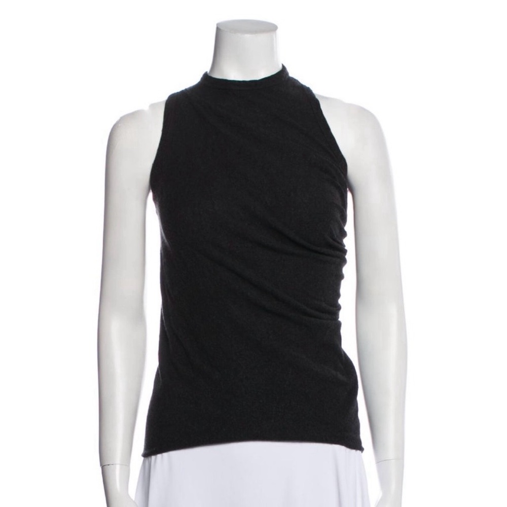 Rick Owens Dark Grey Sleeveless Mock Neck Top